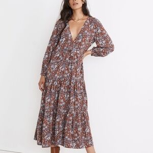 Madewell Challis Wrap Midi Dress in Woodland Floral